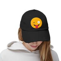 Funny Emoji Distressed Cap for Casual Wear