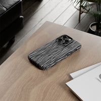 Stylish Tough Phone Case - Black and Gray Striped Design