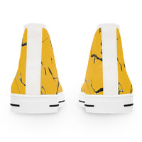 Stylish Yellow High Top Sneakers with Unique Marble Design