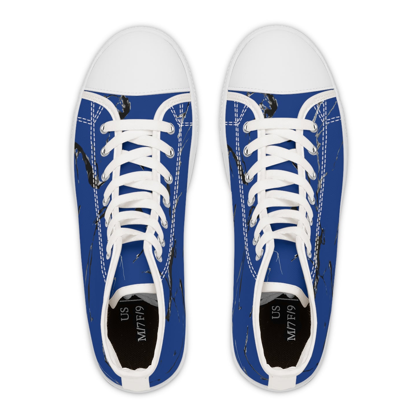 Stylish High Top Sneakers with Artistic Blue Design