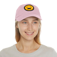 Emotional Dad Hat with Leather Patch - Sad Emoji Cap for Everyday Wear