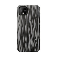 Stylish Tough Phone Case - Black and Gray Striped Design