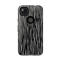 Stylish Tough Phone Case - Black and Gray Striped Design
