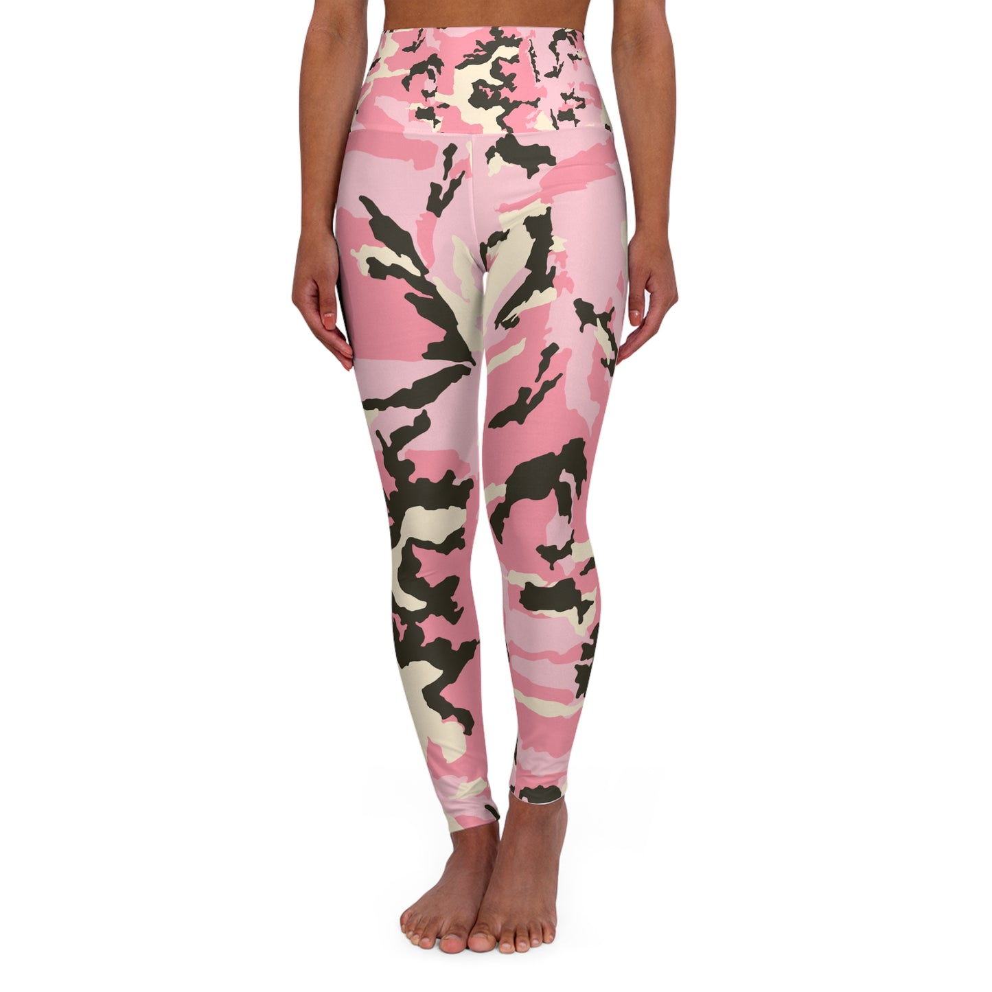 Stylish High Waisted Yoga Leggings - Pink Camouflage Design for Active Lifestyles