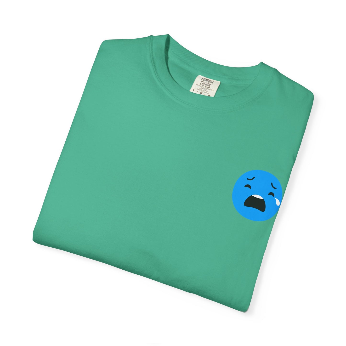 Unisex Garment-Dyed T-Shirt with Sad Emoji Design