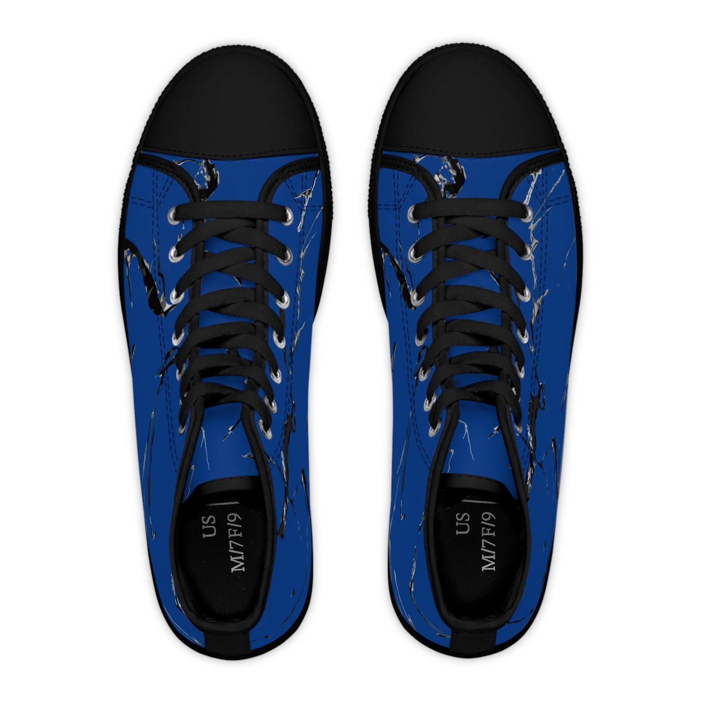 Stylish High Top Sneakers with Artistic Blue Design
