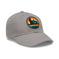 Cats and Sunset Dad Hat - Vintage Leather Patch Cap