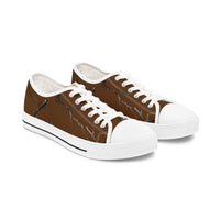 Stylish Women's Low Top Sneakers with Brown Marble Design