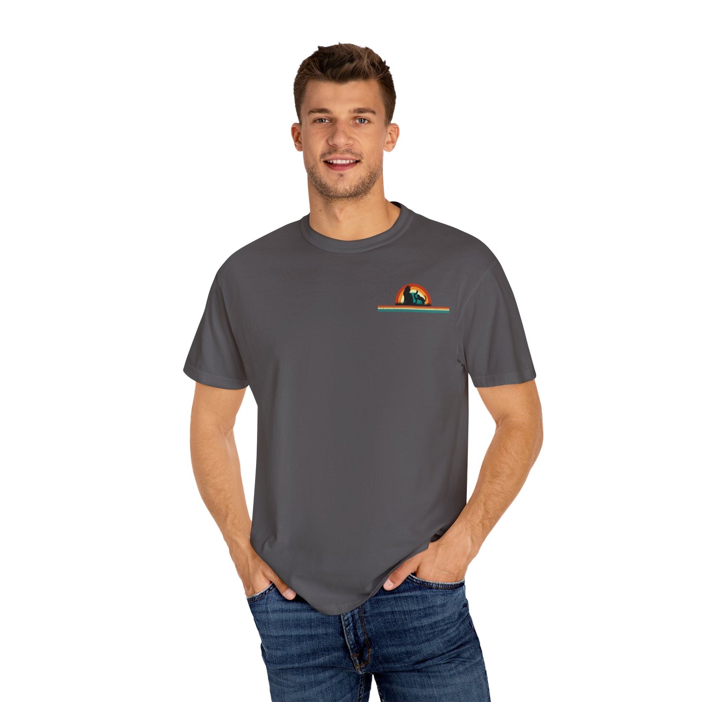 Unisex Cat & Dog Sunset Graphic T-Shirt - Casual Animal Lover Tee