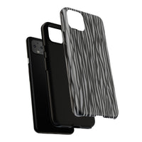 Stylish Tough Phone Case - Black and Gray Striped Design