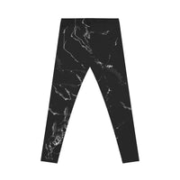 Chic Marble Print Leggings for Women, Casual Stretch Yoga Pants, Athleisure Wear, Black Marble Active Leggings, Fashionable Workout Leggings