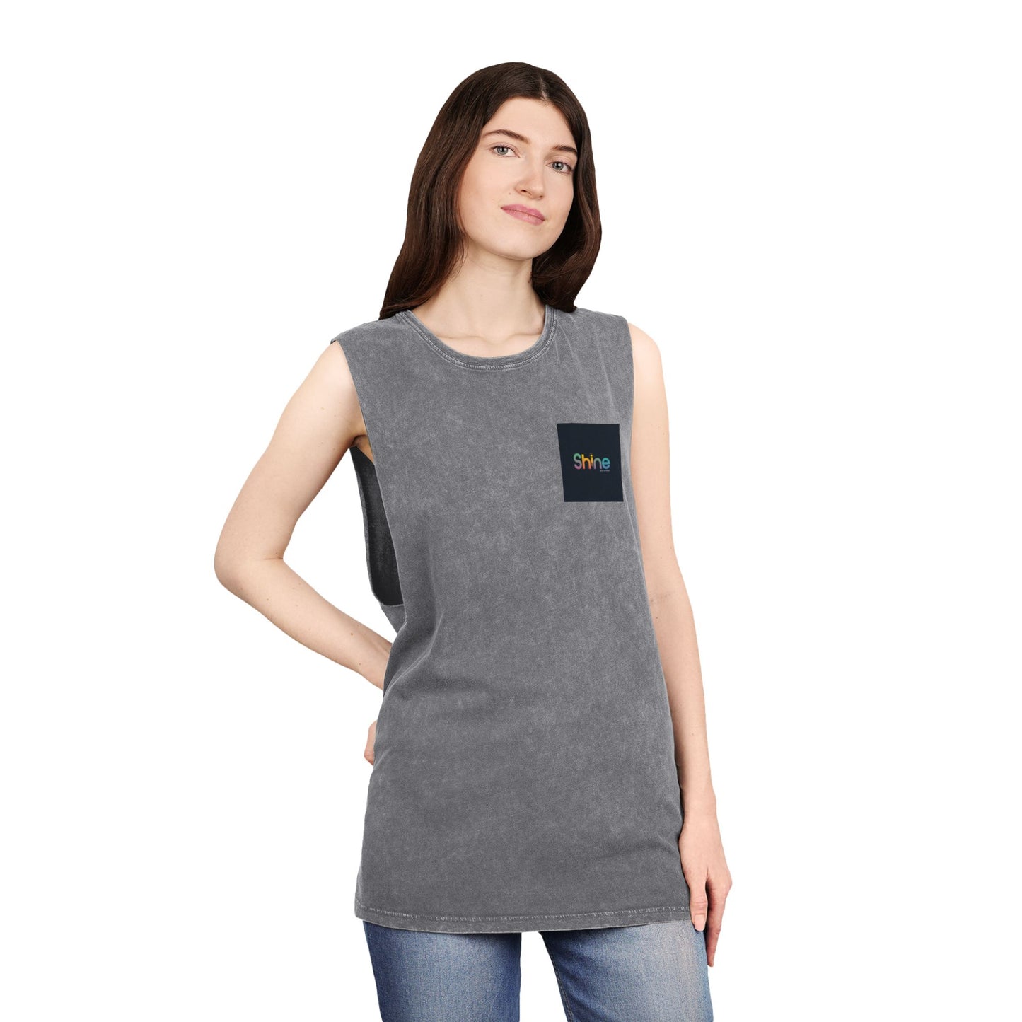 Unisex Stonewash Tank Top - Shine Graphic Tee for Summer Adventures