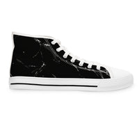 Women's High Top Sneakers - Stylish Black Marble Design