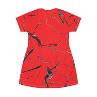 Bold Marble Print T-Shirt Dress, Casual Chic Wear, Summer Fashion, Bohemian Style, Statement Dress for Everyday