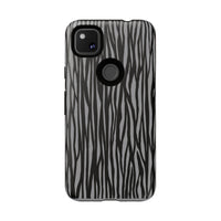 Stylish Tough Phone Case - Black and Gray Striped Design