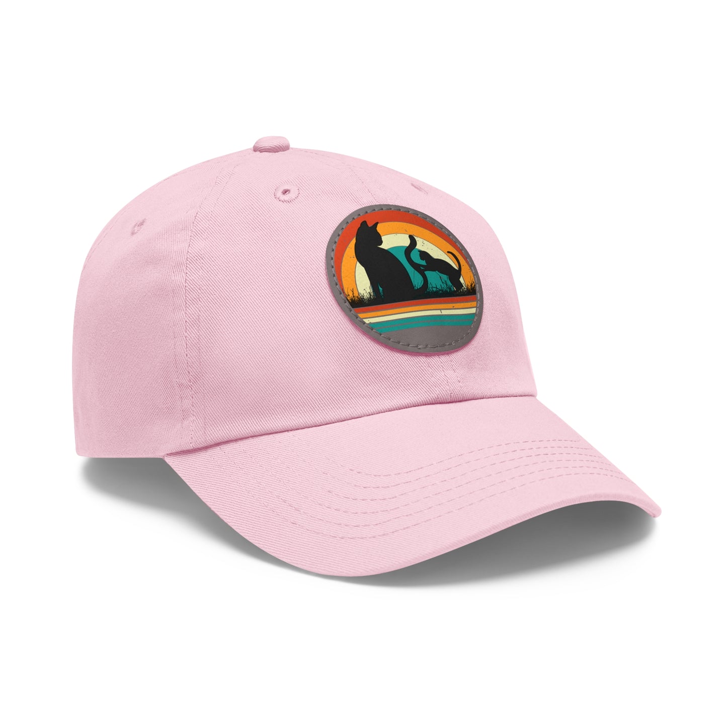 Cats and Sunset Dad Hat - Vintage Leather Patch Cap