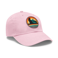 Cats and Sunset Dad Hat - Vintage Leather Patch Cap