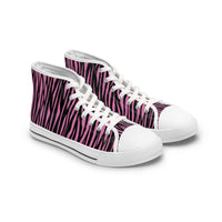 Pink Zebra Print High Top Sneakers for Women - Trendy and Stylish Footwear