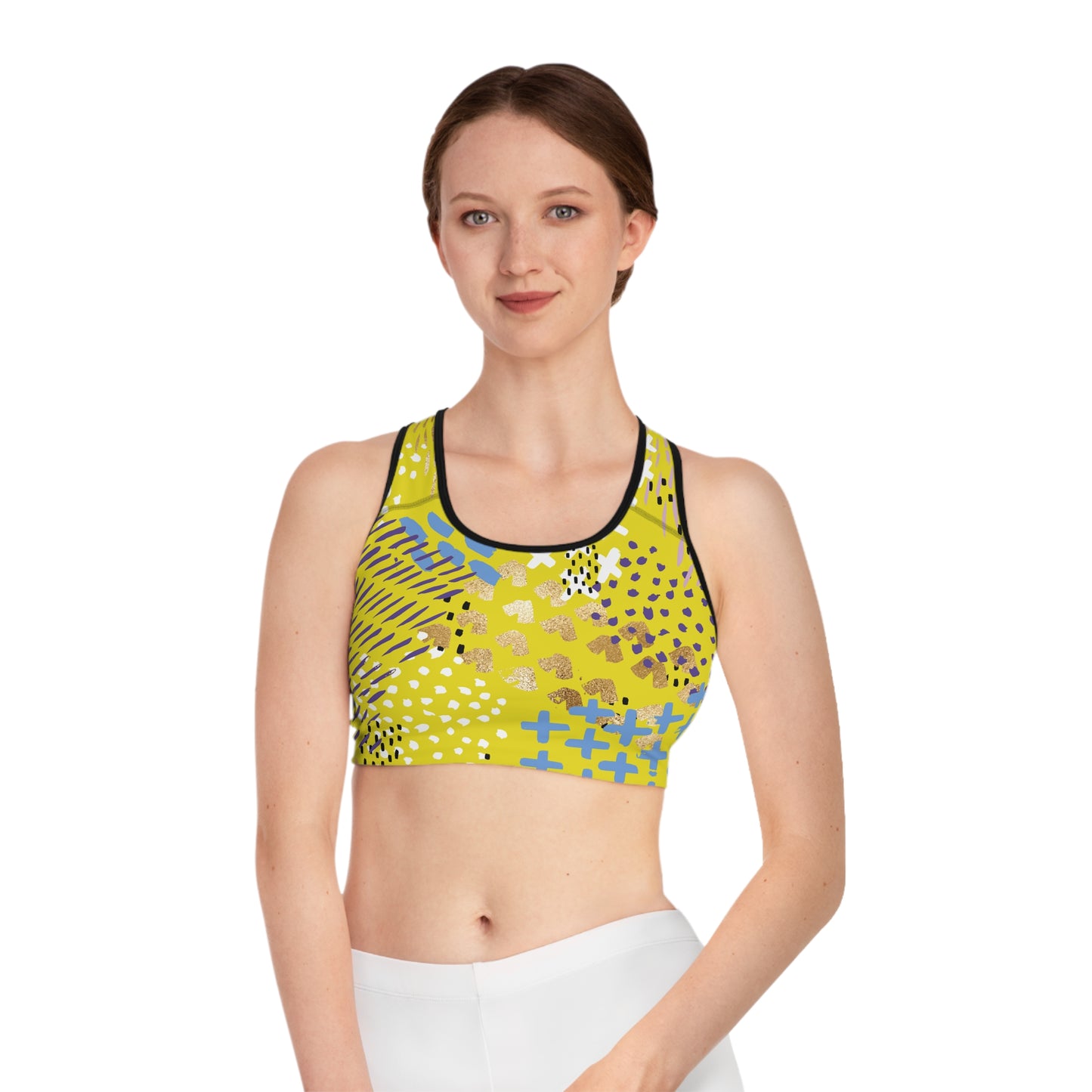 Vibrant Patterned Sports Bra for Active Women