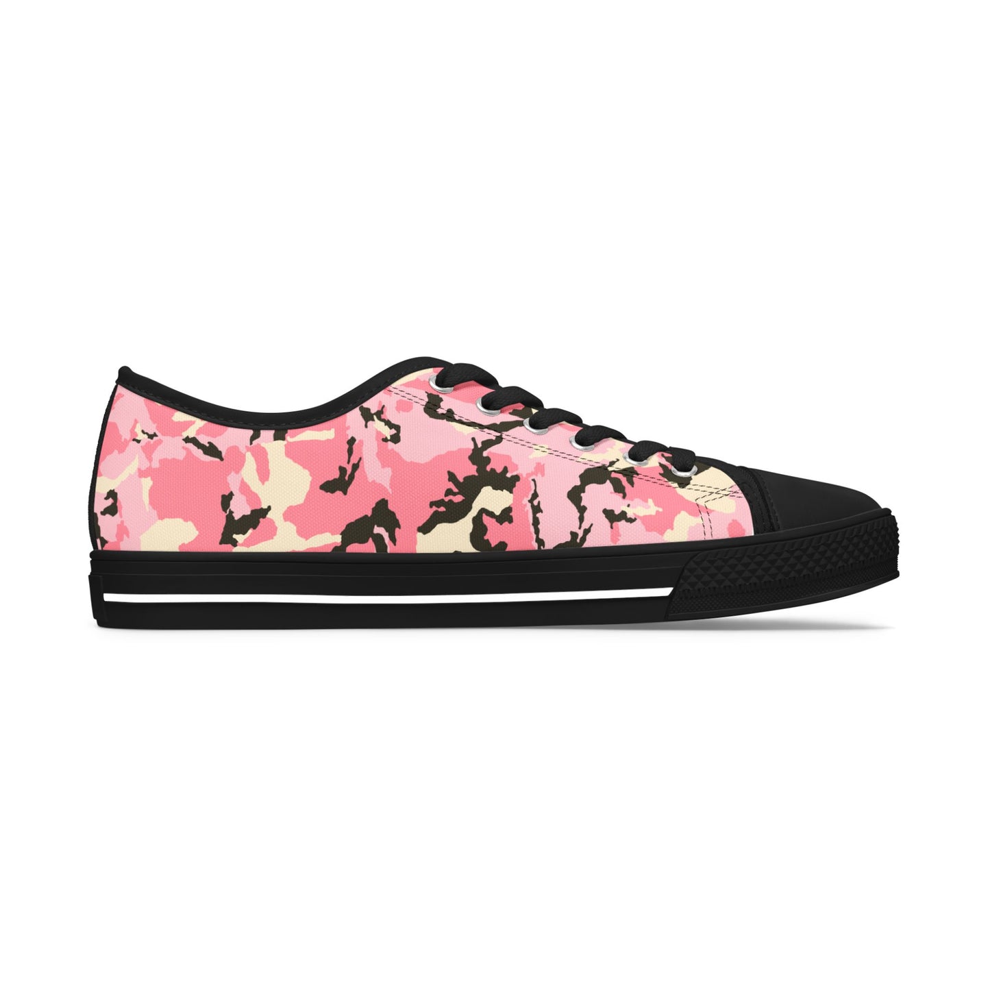 Feminine Pink Camo Low Top Sneakers - Stylish & Trendy Women's Casual Footwear