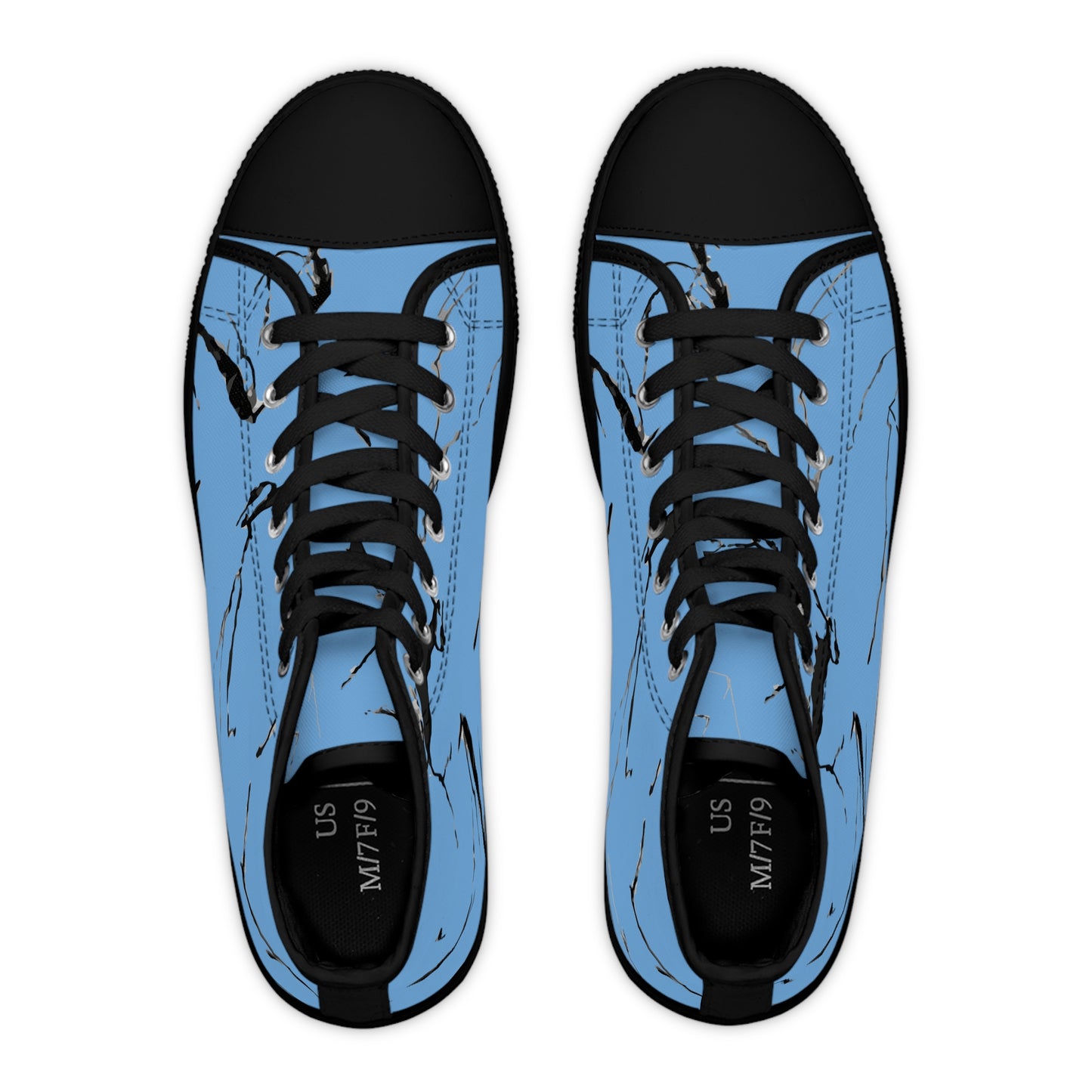 Stylish Women's High Top Sneakers with Elegant Blue Marble Design