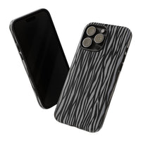 Stylish Tough Phone Case - Black and Gray Striped Design