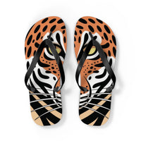 Tiger Flip Flops, Summer Beach Sandals, Vacation Footwear, Fun Poolside Slippers, Wild Tiger Graphic, Animal Print Shoes