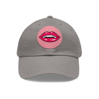 Hat for Men, Stylish Summer Dad Cap with Leather Patch, Trendy Bold Lip Design, Casual Baseball Hat, Fashionable Accessory