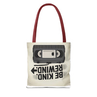 Retro Be Kind Rewind Tote Bag, Fun Eco-Friendly Tote, Gift for Movie Lovers, Shopping Bag, Beach Bag, Perfect for Everyday