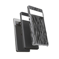 Stylish Tough Phone Case - Black and Gray Striped Design