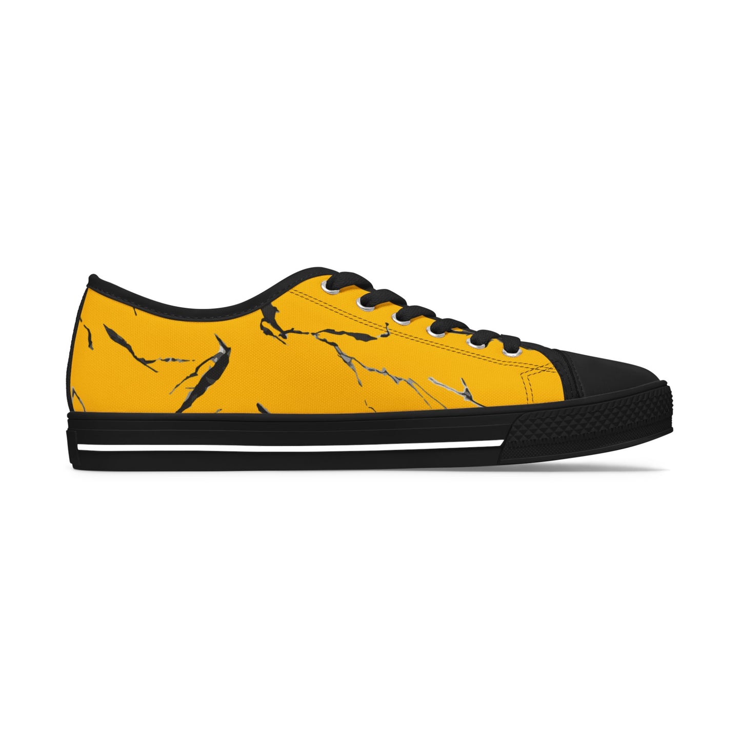 Bold Yellow Marble Low Top Sneakers for Women – Trendy Casual Footwear