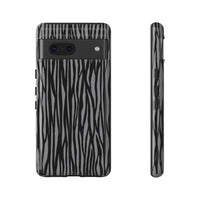 Stylish Tough Phone Case - Black and Gray Striped Design