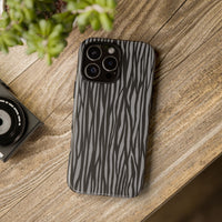 Stylish Tough Phone Case - Black and Gray Striped Design