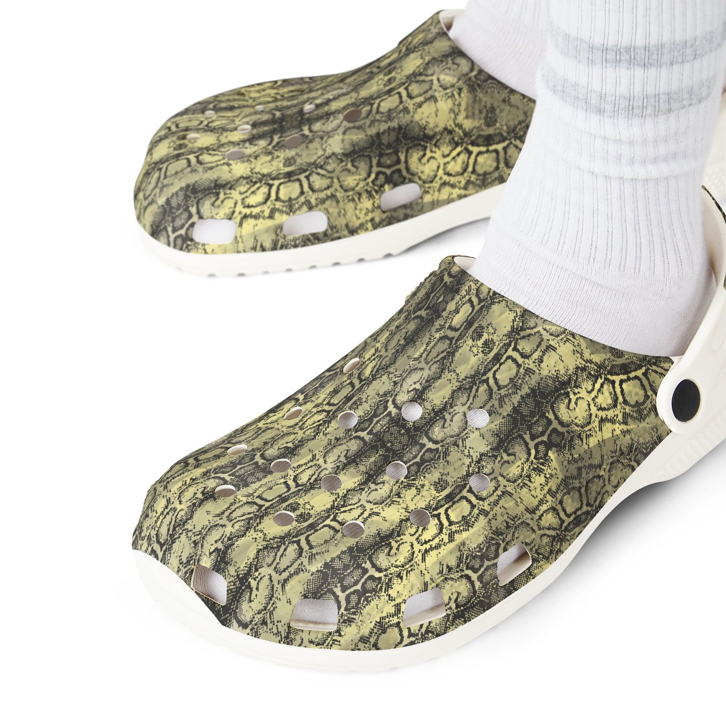 Stylish EVA Foam Rubber Clogs with Snakeskin Print