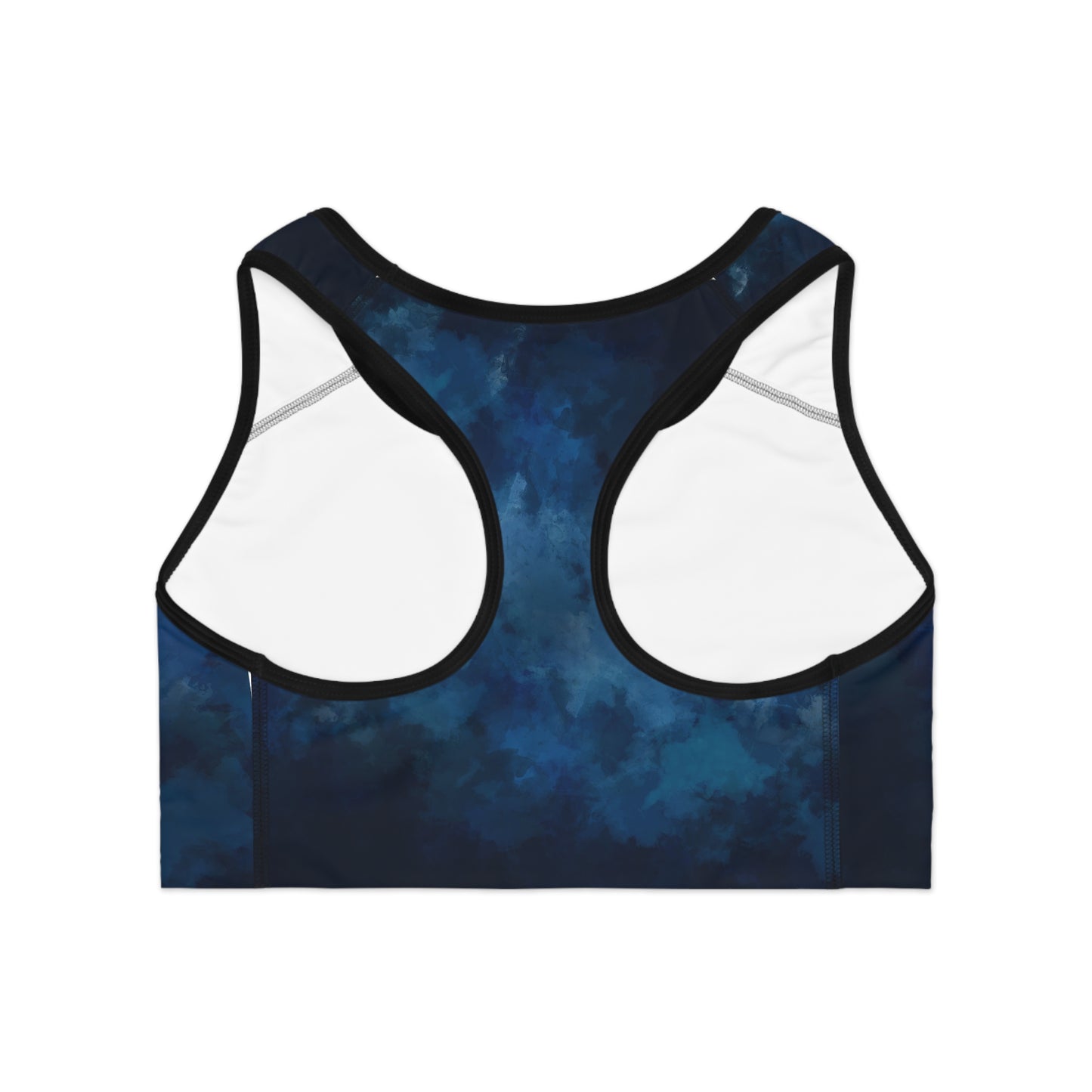 Ocean Wave Sports Bra - Soft Blue Abstract Design for Yoga and Workout