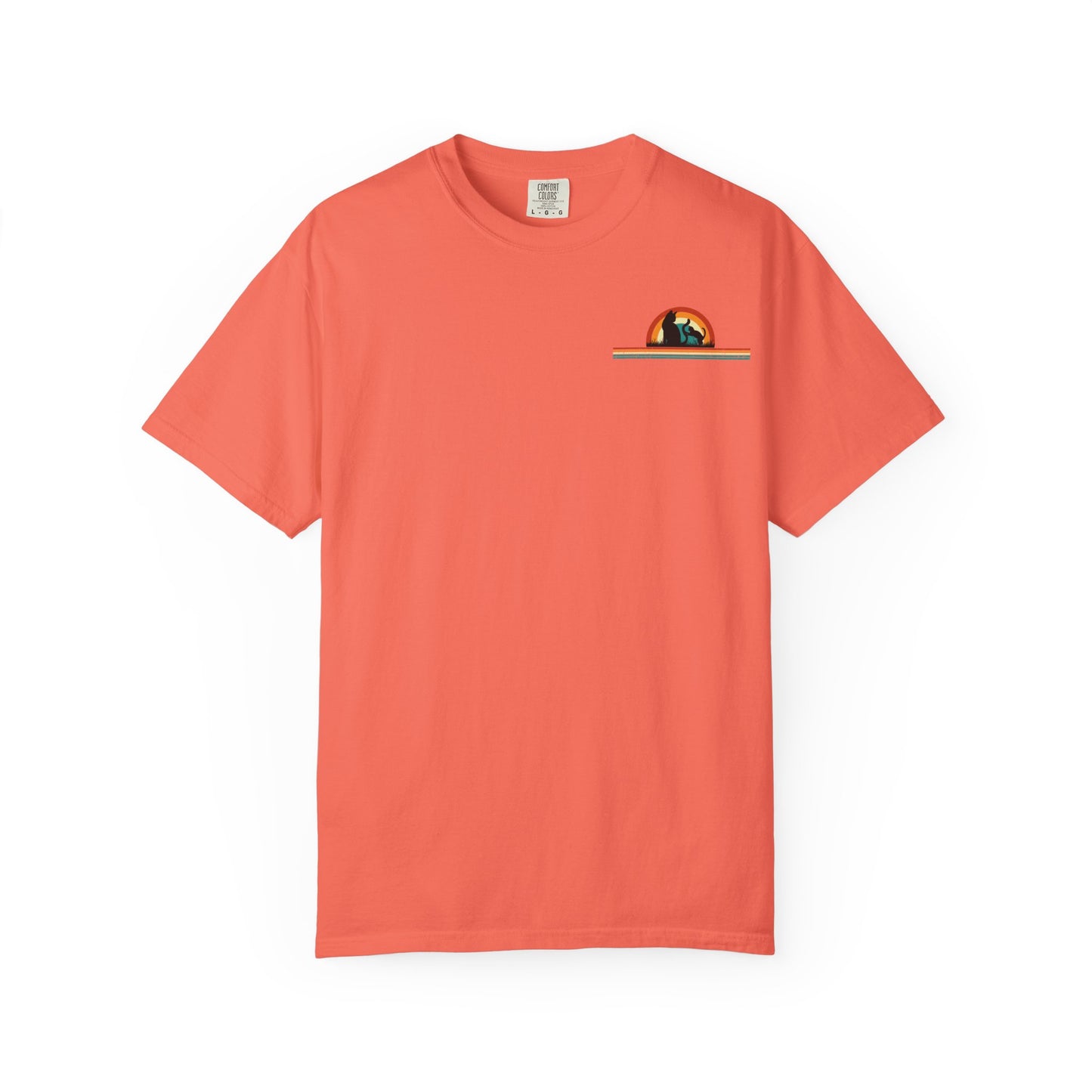 Unisex Cat & Dog Sunset Graphic T-Shirt - Casual Animal Lover Tee