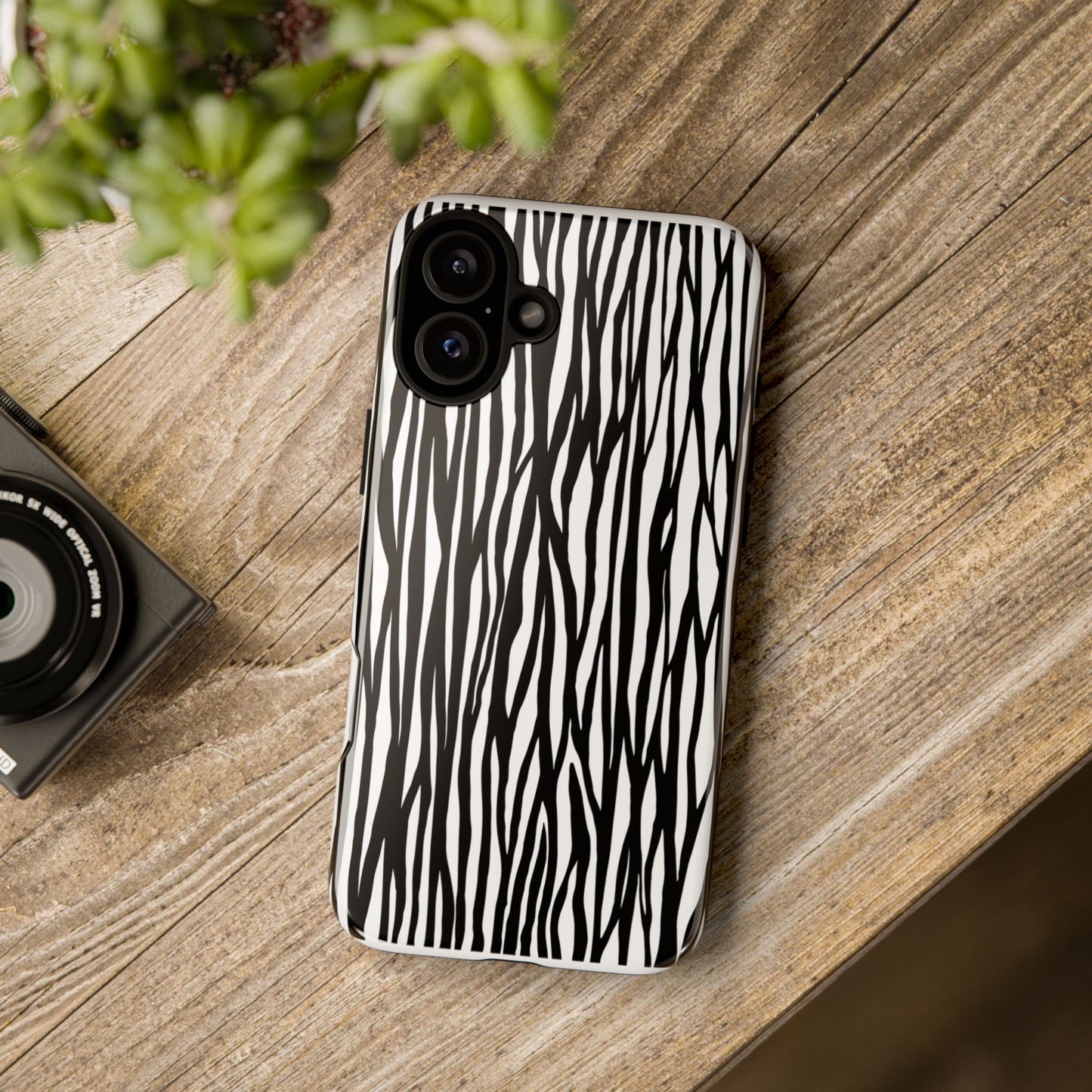 Tough Cases: Stylish Black and White Zebra Print Phone Case