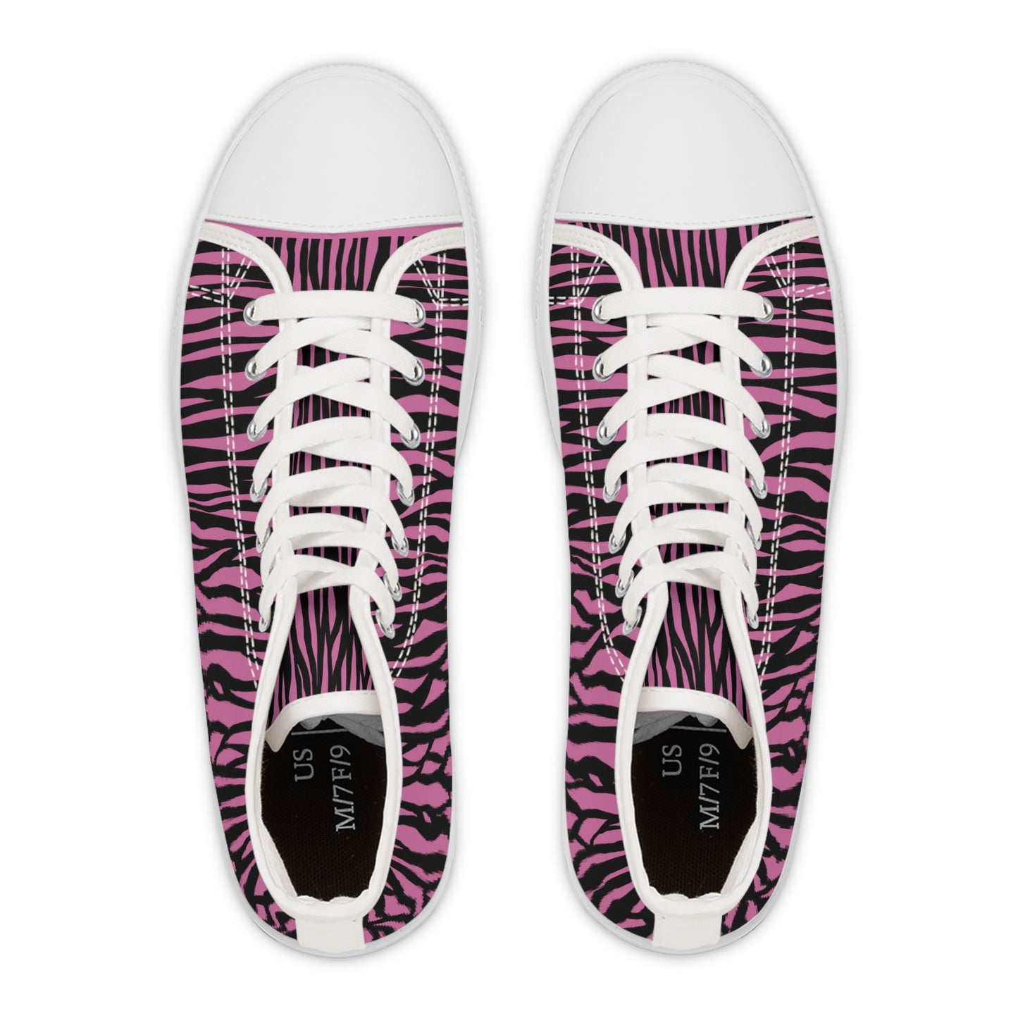 Fierce Pink Zebra High Top Sneakers for Women - Stylish and Edgy Footwear, Trendy Fashion, Unique Street Style, Gift for Her, Everyday Wear