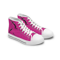 Stylish Women's High Top Sneakers with Pink Marble Design