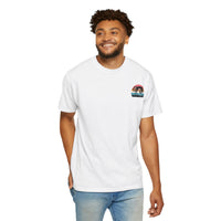 Chill Vibes Unisex Garment-Dyed T-Shirt - Retro Sloth & Sunset Design