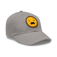 Emotional Dad Hat with Leather Patch - Sad Emoji Cap for Everyday Wear