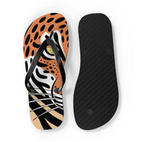 Tiger Flip Flops, Summer Beach Sandals, Vacation Footwear, Fun Poolside Slippers, Wild Tiger Graphic, Animal Print Shoes