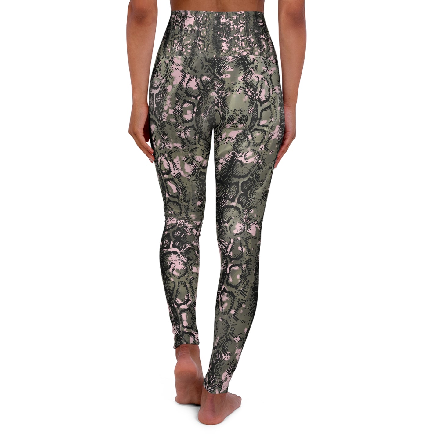 Eco-Friendly High Waisted Yoga Leggings in Snakeskin Print - Perfect for Fitness and Everyday Wear