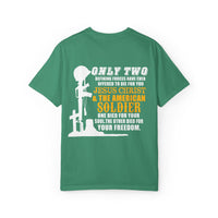 Inspirational Unisex Garment-Dyed T-Shirt - Jesus Christ & American Soldier Design