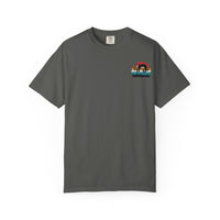 Chill Vibes Unisex Garment-Dyed T-Shirt - Retro Sloth & Sunset Design