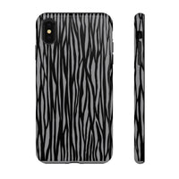 Stylish Tough Phone Case - Black and Gray Striped Design