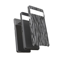 Stylish Tough Phone Case - Black and Gray Striped Design
