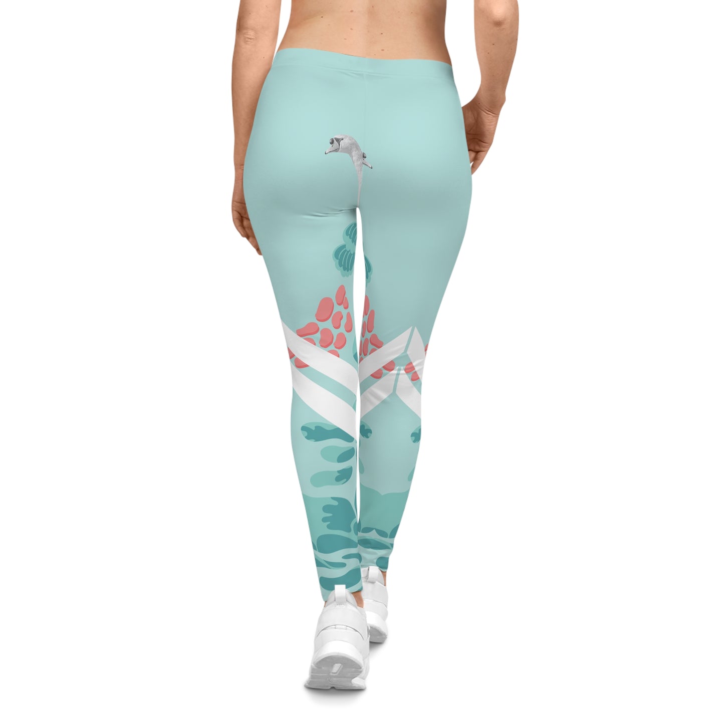 Stylish Floral Leggings with Swans - Women's Casual Activewear