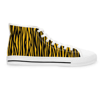 Stylish Women's High Top Sneakers - Bold Tiger Stripe Design