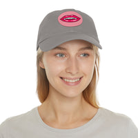 Hat for Men, Stylish Summer Dad Cap with Leather Patch, Trendy Bold Lip Design, Casual Baseball Hat, Fashionable Accessory